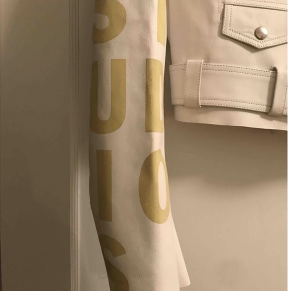 Acne Road Petite White Leather Motorcycle Jacket - Picture 7 of 8